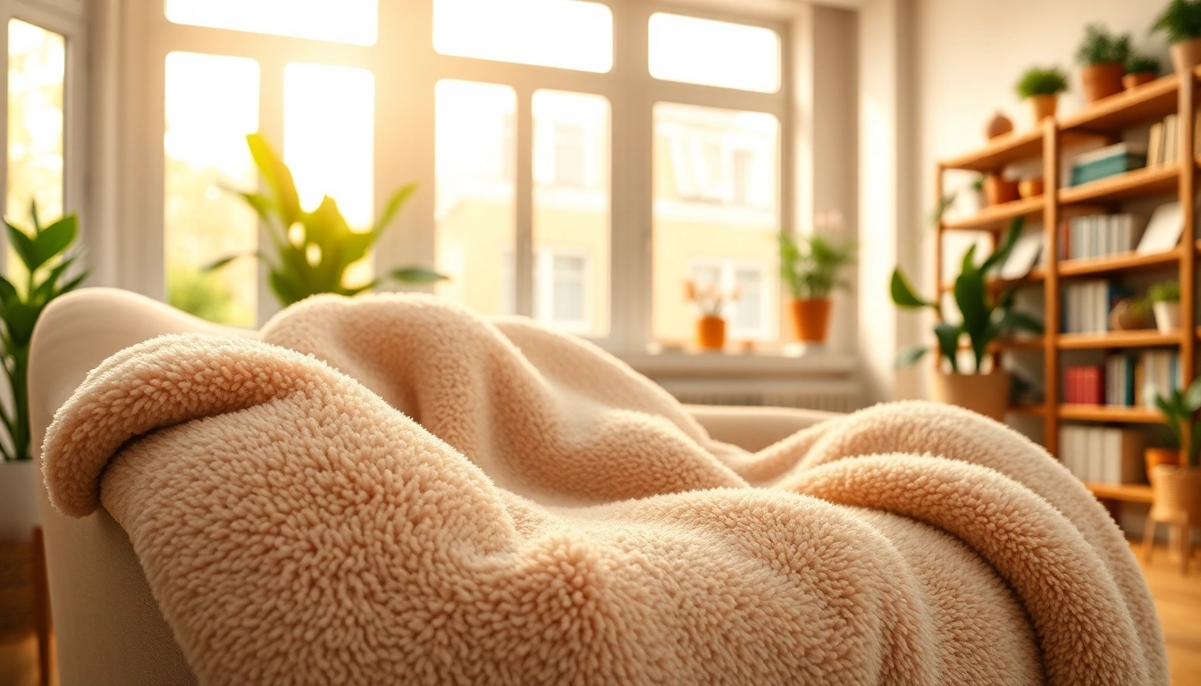 Geniet van de zachte fleece die over een fauteuil hangt, perfect voor comfort.