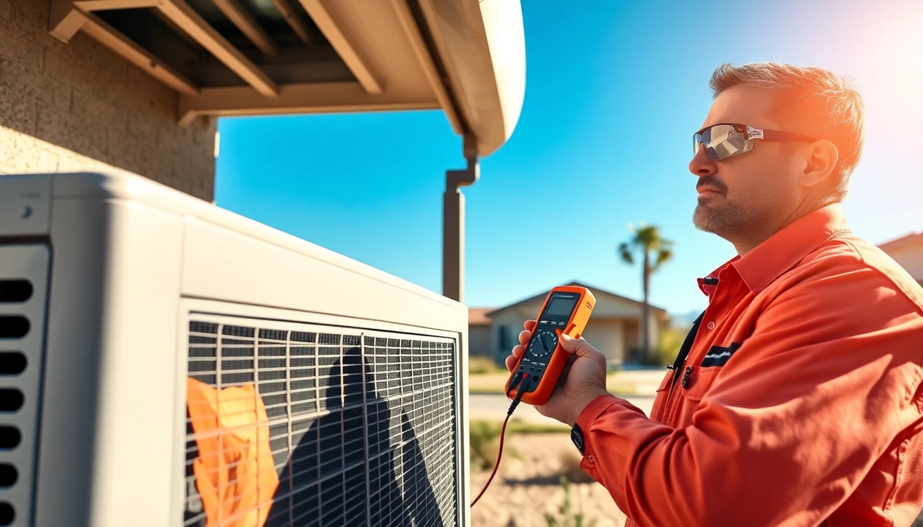Performing ac repair phoenix az with a technician examining an HVAC system outdoors.